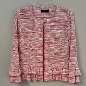 Ivanka Trump Red and White Textured Jacket Size 4 NWT